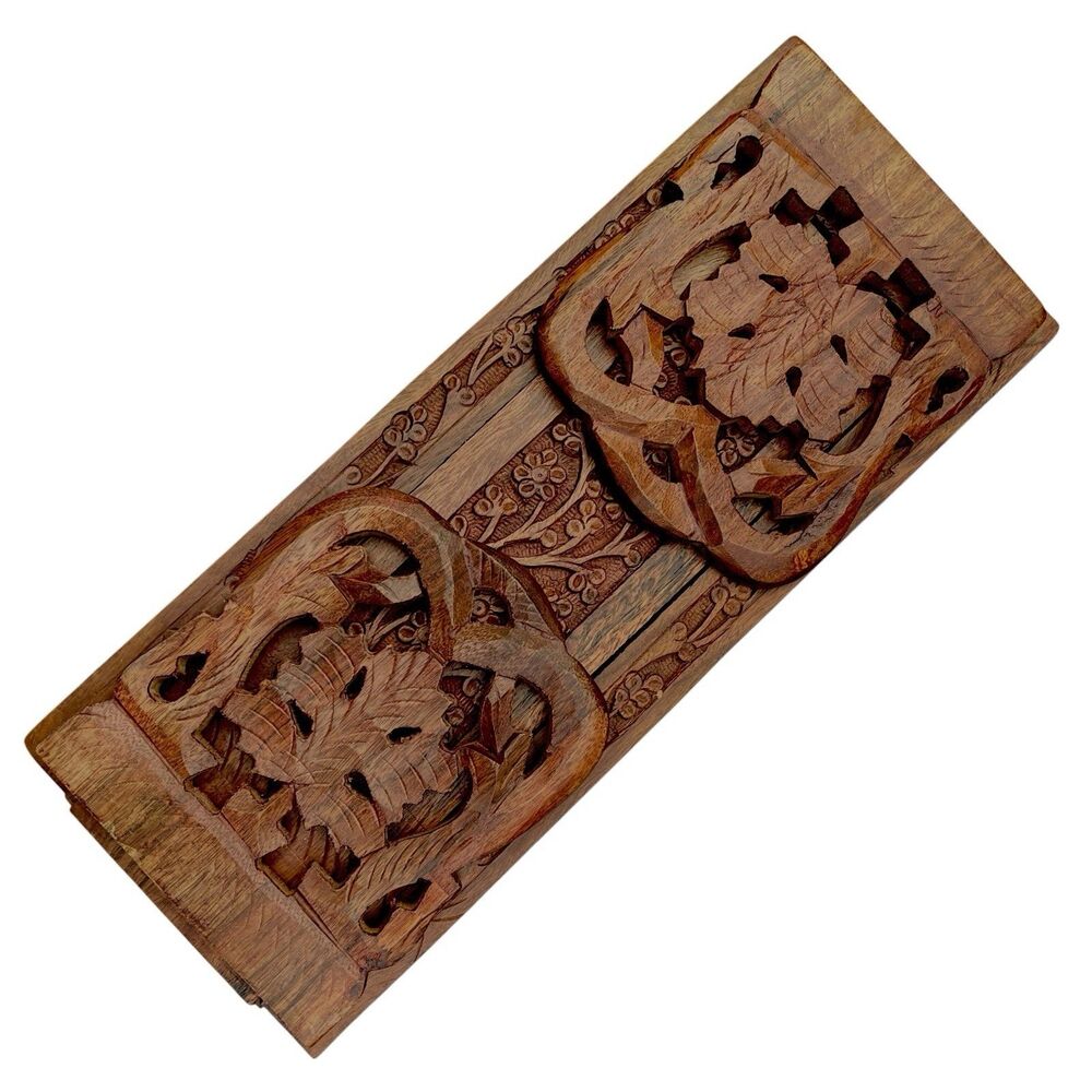 Vintage Hand Carved Sheesham Wood Folding Expandable Book Rack | Made in India